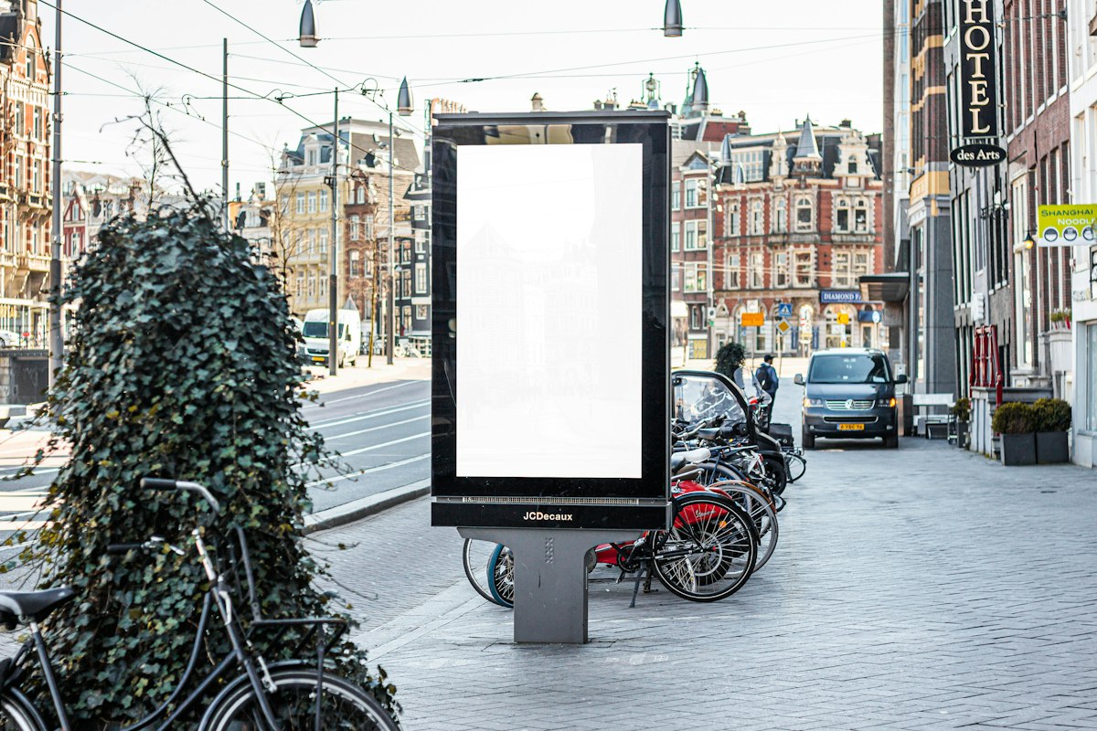 Outdoor digital billboard advertising display in a city street