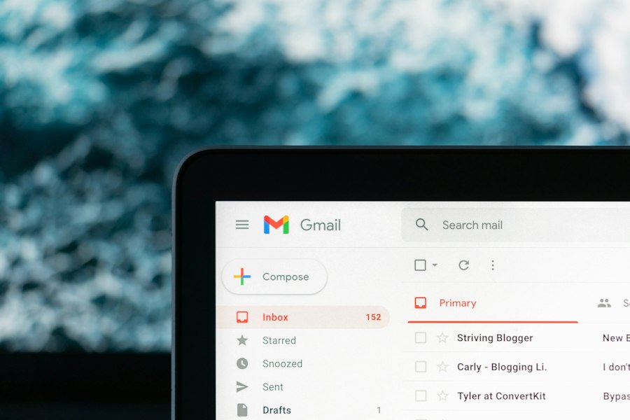Gmail inbox open on a laptop